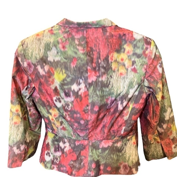 Peter Nygard Petites Pink Floral Short Lined Blazer Pockets Sz 4 - Picture 7 of 12